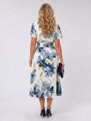 Evans | Floral Print Short Sleeve Wrap Midi Dress