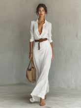 Danielle – Elegant Belted Maxi Shirt Dress