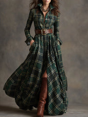 Hadley – Timeless Plaid Shirt Maxi Dress