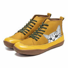 Kelly – Playful Cat High-Top Sneakers
