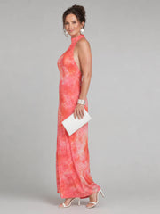 Coraline | Halter Neck Printed Pattern Maxi Dress