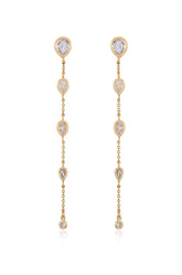 Dainty Bezel Crystal Dangle Earrings