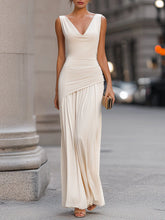 Elegant V-Neck Asymmetric Layered Maxi Dress