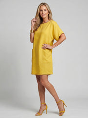 Calliope | Short Sleeve Patch Pockets Knee Length Dress