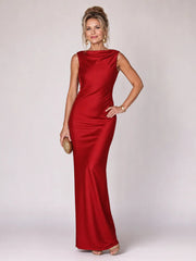 Virella | Sleeveless Boat Neck Fitted Maxi Dress