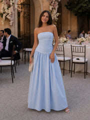 Zelene | Strapless Ruched Bodice Midi Dress