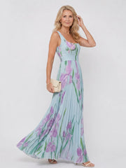Vimele | Pleated Sleeveless Square Neck Midi Dress
