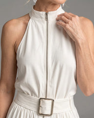 Astrielle | Belted High Neck Wide Leg Sleeveless Jumpsuit