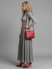 Lana | Long Sleeve Turtleneck Defined Waist Midi Dress