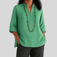 Paola – Relaxed Split-Neck Blouse