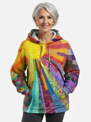 Aurora – Radiant Patchwork Art Hoodie