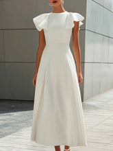 Ruffle Sleeve Structured A-Line Maxi Dress