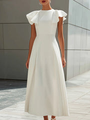 Ruffle Sleeve Structured A-Line Maxi Dress