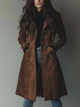 TERESA – Classic Suede Trench Coat With Vintage Flair
