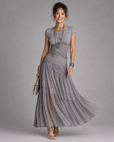 Virelune | Draped Crop Top And Pleated Maxi Skirt Set
