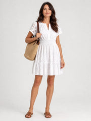 Elarka | Short Flutter Sleeve Eyelet Detail Mini Dress
