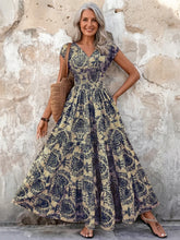 Vivienne | Cap Sleeve V Neck Bohemian Maxi Dress