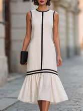 Contrast Trim Sleeveless Flared Hem Maxi Dress