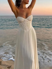 Lillian – Sunset Goddess Pleated Maxi Dress