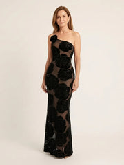 Cressida | One Shoulder Floral Lace Maxi Dress