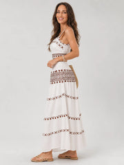 Silon | Spaghetti Strap Embroidered Detail Midi Dress
