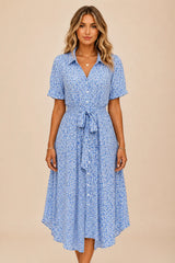 Midi Dress - Lightweight Fit, Short Sleeves