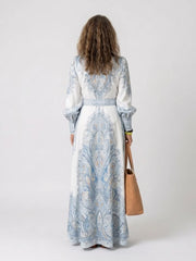 Sierra | High Neck Printed Long Sleeve Maxi Dress