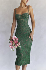 Madison – Elegant Lace Silhouette Midi Dress