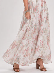 Guinevere | Floral Print Flowing Skirt Midi Dress