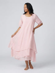 Clara | Short Sleeve Layered Midi Dress