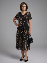 Adria | Short Sleeve Abstract Midi Dress