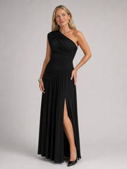 Evadra | One Shoulder Draped Bodice Maxi Dress