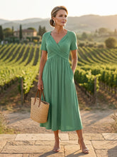 Marina | Short Sleeve V Neck Maxi Dress