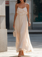 Layered Ruffle Spaghetti Strap Tiered Maxi Dress