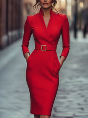 Grace - Classic Belted Pencil Dress