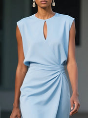Elle – Elegant Ruched Cocktail Dress