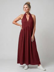 Adelina | Halter Neck Relaxed Flowing Silhouette Midi Dress