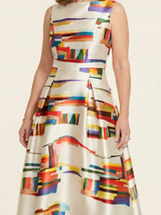 Valeria | Sleeveless Round Neck Pleated Maxi Dress