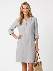 Rosalind | Button Front Sleeve Knee Length Dress