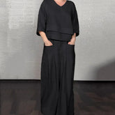 Cotton Linen Short Sleeve Two Piece Set