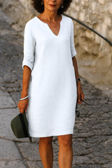 Elvy™ - Sleek V-Neck Dress