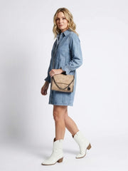 Sabine | Long Sleeve Button Front Denim Shirt Dress