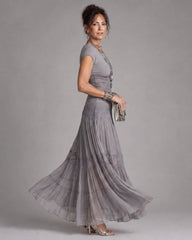 Virelune | Draped Crop Top And Pleated Maxi Skirt Set