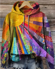 Lillian – Artistic Patchwork Hooded Jacket