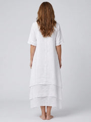 Clara | Short Sleeve Layered Midi Dress