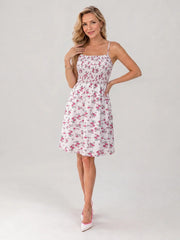Rosabelle | Spaghetti Strap Floral Print Knee Length Dress