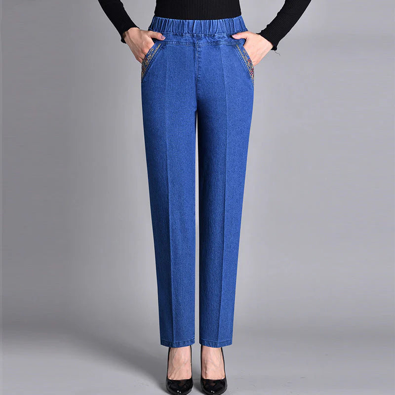 Harper – High-Waist Elastic Denim Trousers