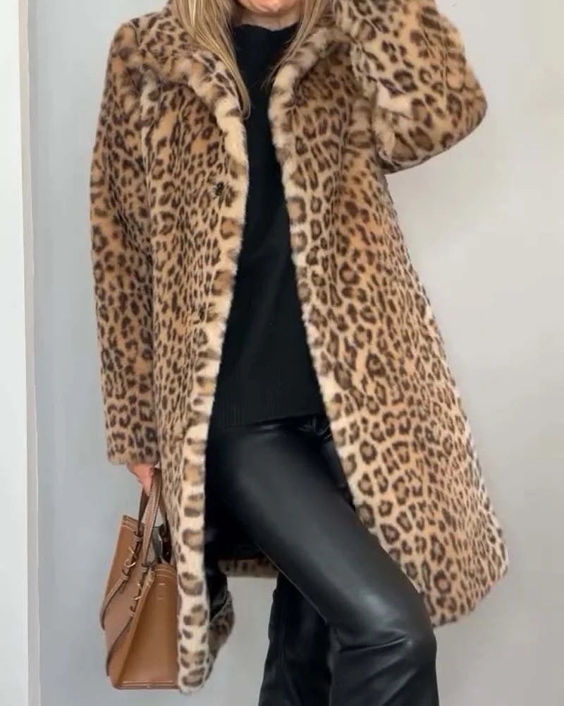 Leia - Long Soft Leopard Print Coat