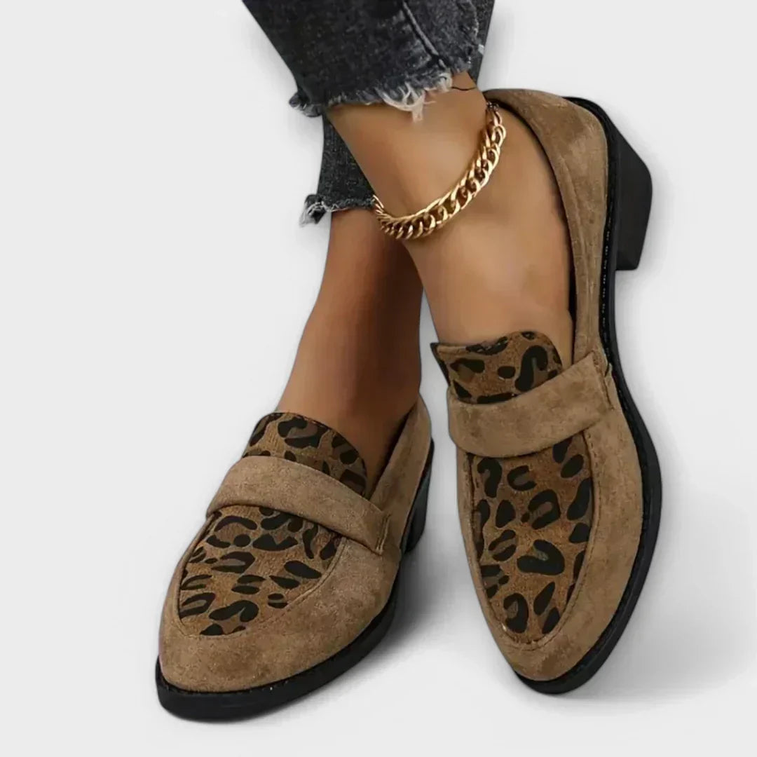 Janelle – Leopard Panel Suede Loafers