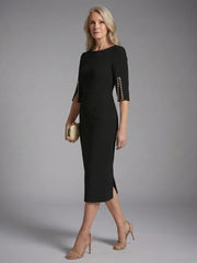 Amaris | Split Sleeve Fitted Midi Dress